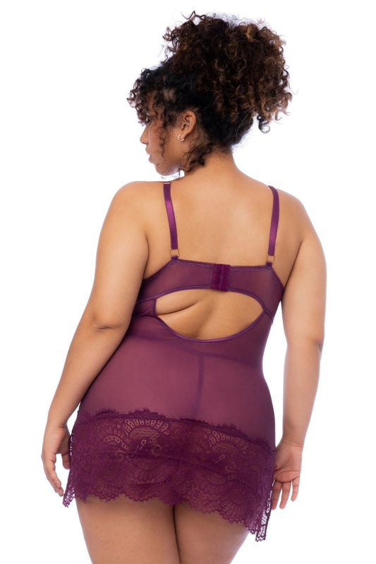 weinrotes Chemise - MAL7554XWINE - 3XL/4XL-1