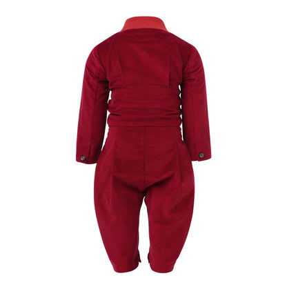 Red Corduroy Baby Romper-2