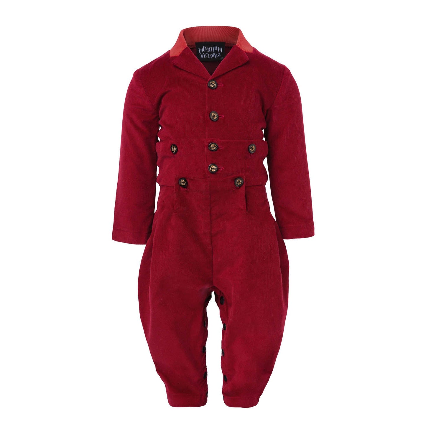 Red Corduroy Baby Romper-0